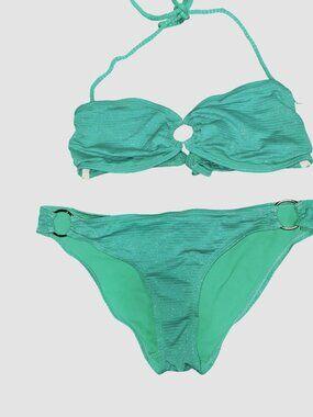 Sz.L*Joe Boxer*2-Pc. Green/Gold Horizontally Striped Bikini